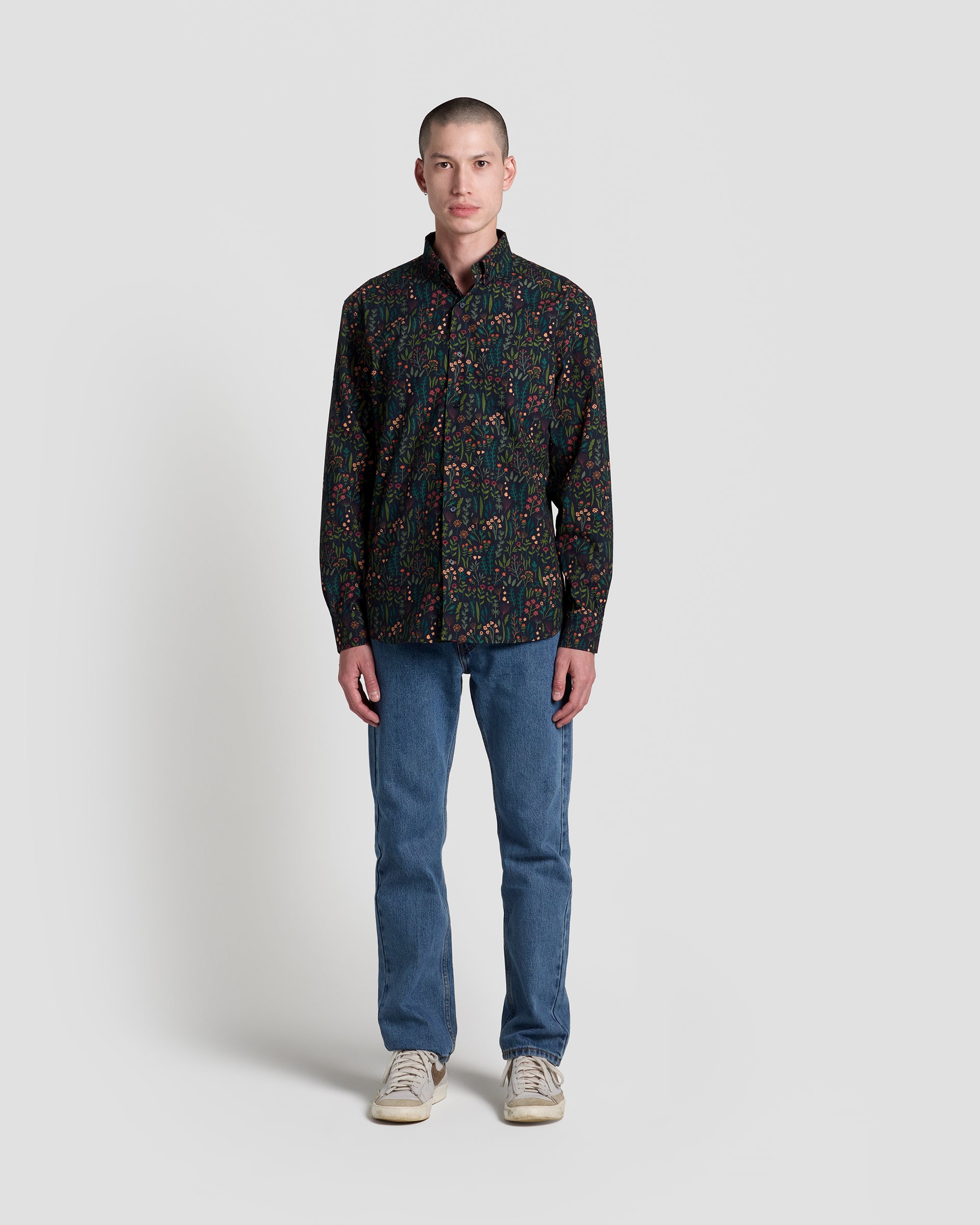 Poplin & Co. Casual Button Down Long Sleeve Shirt - Floral