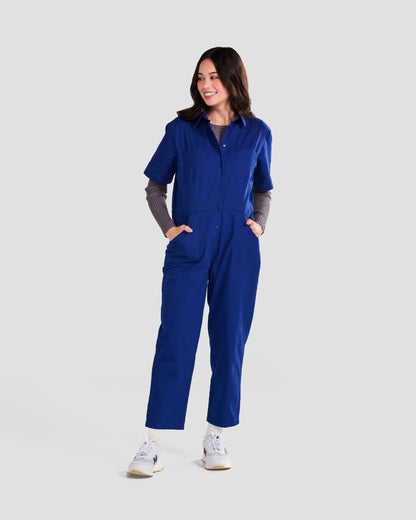 Women's Deep Blue Twill Jumpsuit