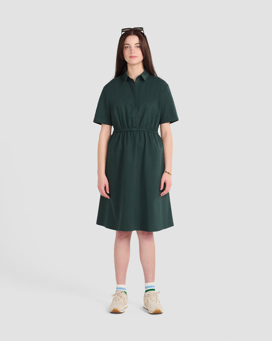 Khaki Green Twill Pocket Shirt Dress