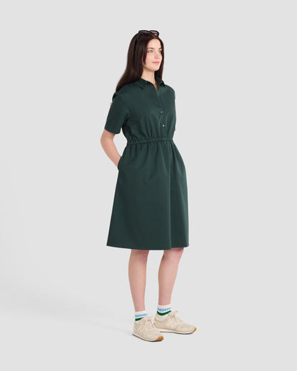 Khaki Green Twill Pocket Shirt Dress