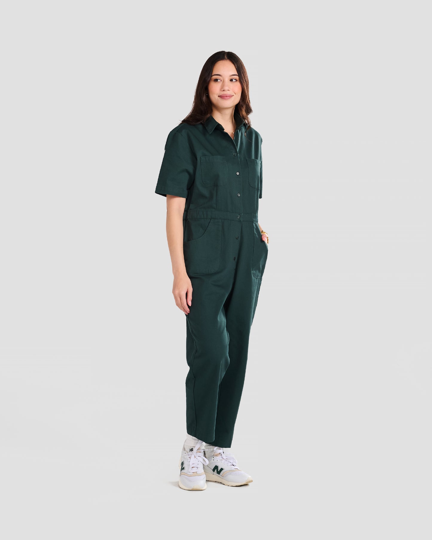 Women's Khaki Green Twill Jumpsuit