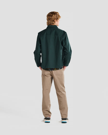 Khaki Green Solid Twill Work Jacket