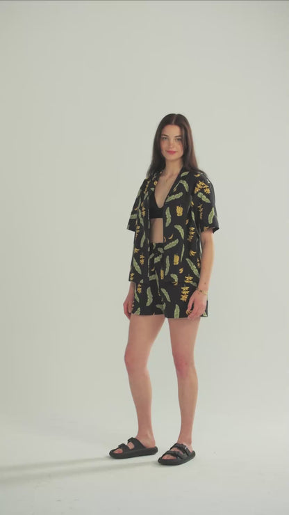 Women's Banana Havana Print Camp Shirt