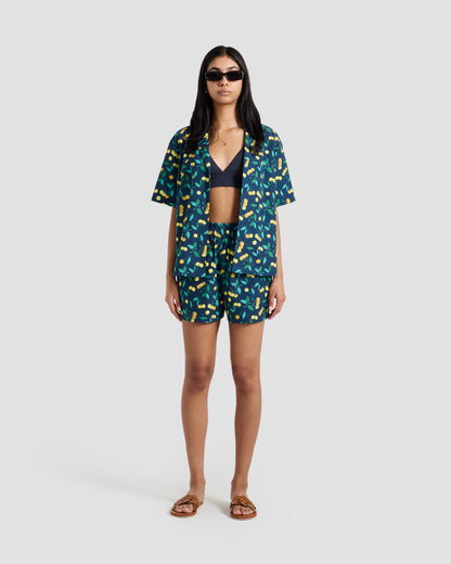 Women's Yellow Cherries Print Shorts