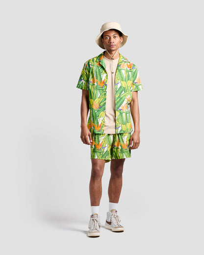 Bird Of Paradise Print Camp Shirt