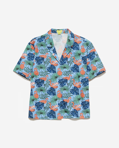 Women's Flamingos Print Camp Shirt