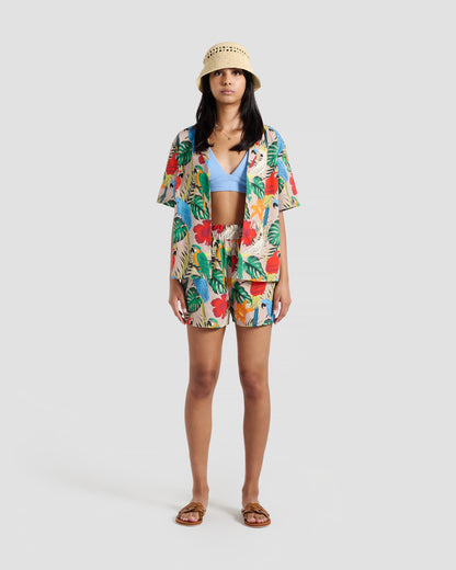 Women's Exotic Birds Print Shorts