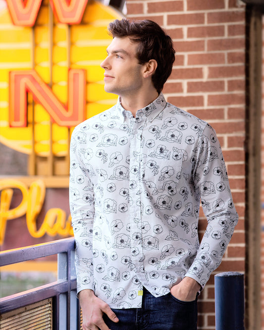 Floral Outline Print Shirt