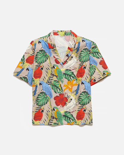 Women's Exotic Birds Print Camp Shirt